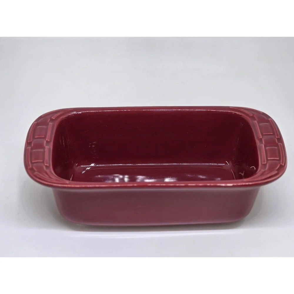 Longaberger Woven Traditions Small Loaf Baking Dish Paprika Red Ceramic Bakeware